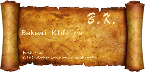 Baksai Klára névjegykártya