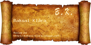 Baksai Klára névjegykártya